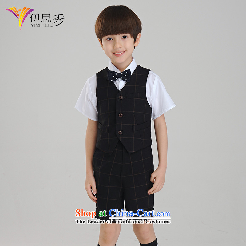 The league-Soo Choo, children will vest kit wedding flower girls dress boy students under the auspices of costumes dress suits for the small child M1010 CUHK black tartan vest Kit 160 league-soo (yisixiu) , , , shopping on the Internet