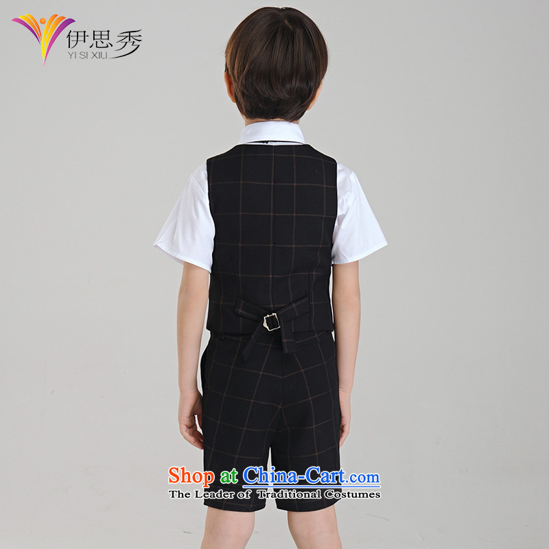 The league-Soo Choo, children will vest kit wedding flower girls dress boy students under the auspices of costumes dress suits for the small child M1010 CUHK black tartan vest Kit 160 league-soo (yisixiu) , , , shopping on the Internet