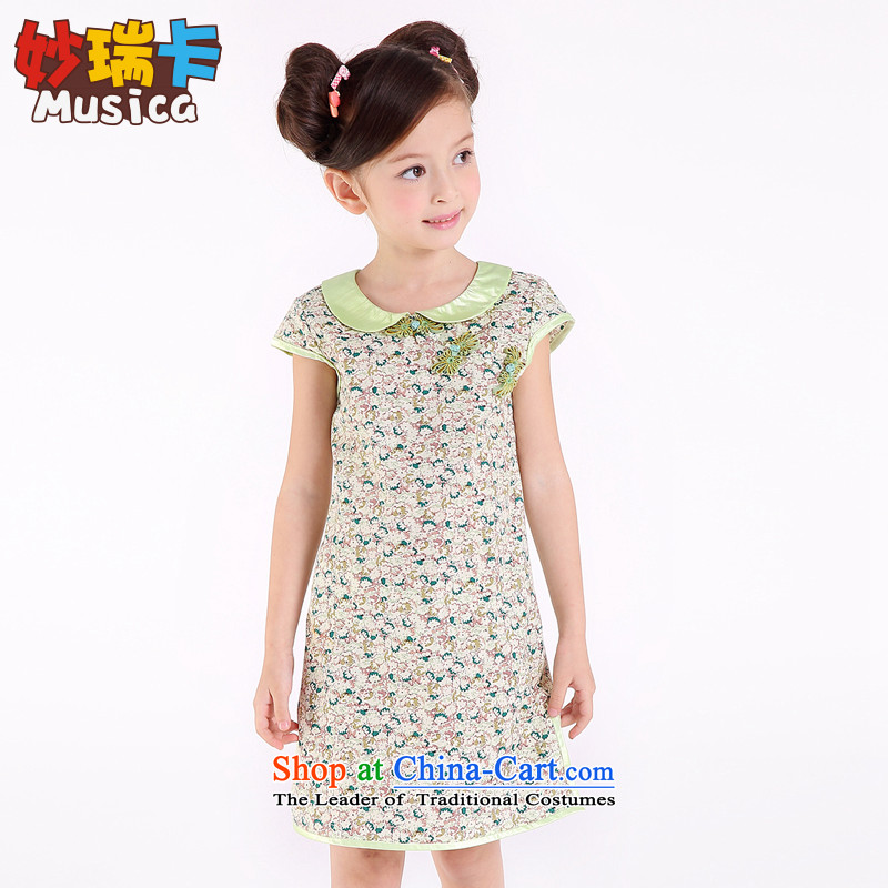 Mya@ 2015 Summer children's wear new products of ethnic girls qipao CUHK child Tang dynasty stamp cheongsam dress skirt pink 160 Miu@ , , , shopping on the Internet