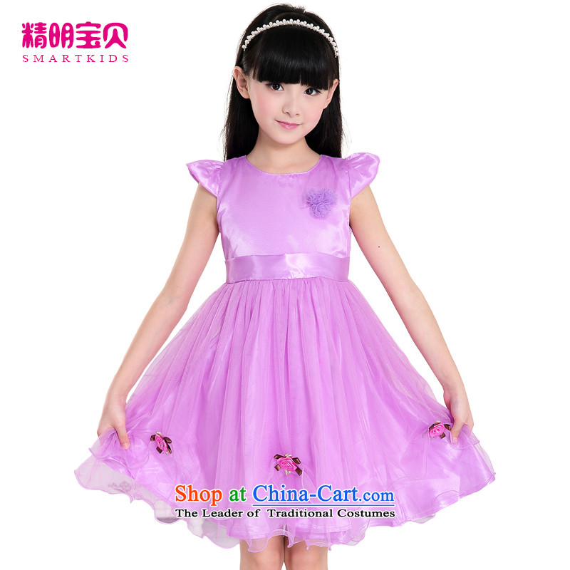 Smart Baby _2015_ a new summer SMARTKIDS, children's wear girls Korean flower dresses children princess skirt bon bon dress skirt purple?110