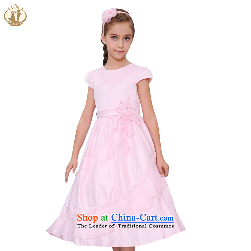 Tien Po children's wear new manually staple 2015 Princess Pearl skirt girls wedding dress dress skirt cuhk child dresses pink?135cm