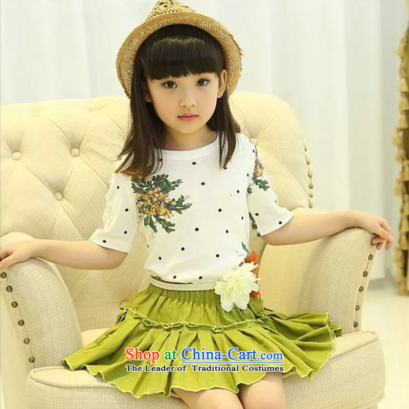 Children's wear costumes and celebrate Children's Day 2015 New Wave point skirt summer Korean Princess skirt kit Dress Casual Army green belts to 160 Yan Beverly shopping on the Internet has been pressed.