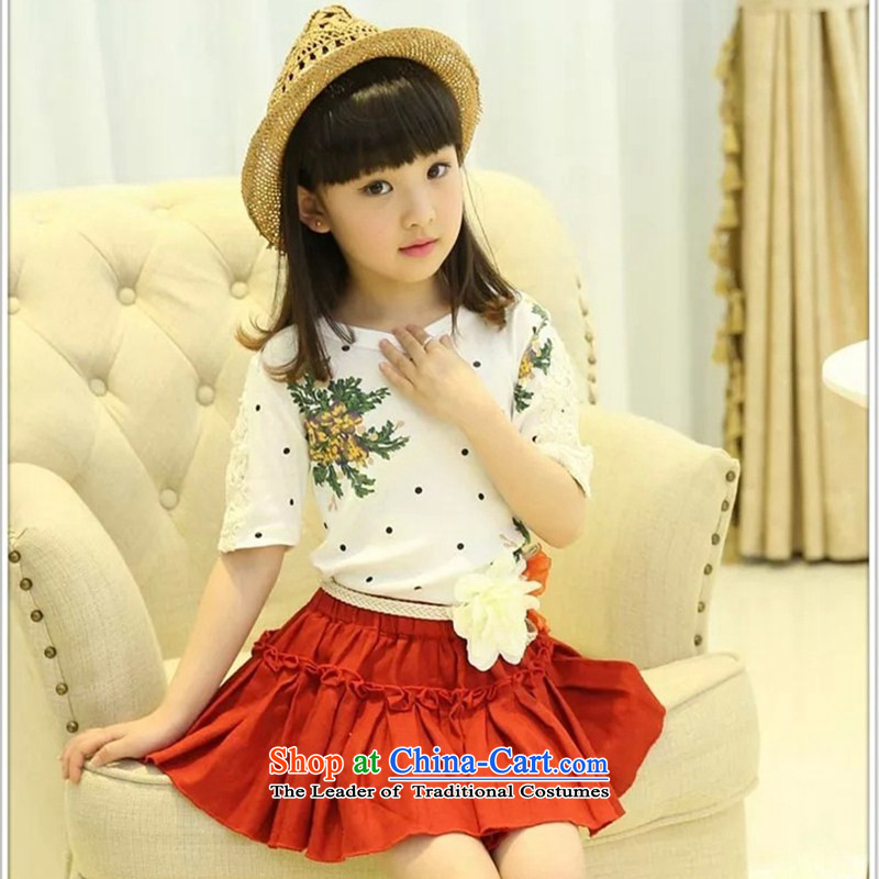 61 Pediatric costumes and children's wear Korean version of the new paragraph 2015 Summer Waves dot skirt Princess Beach Break Package red to skirt waistband 160