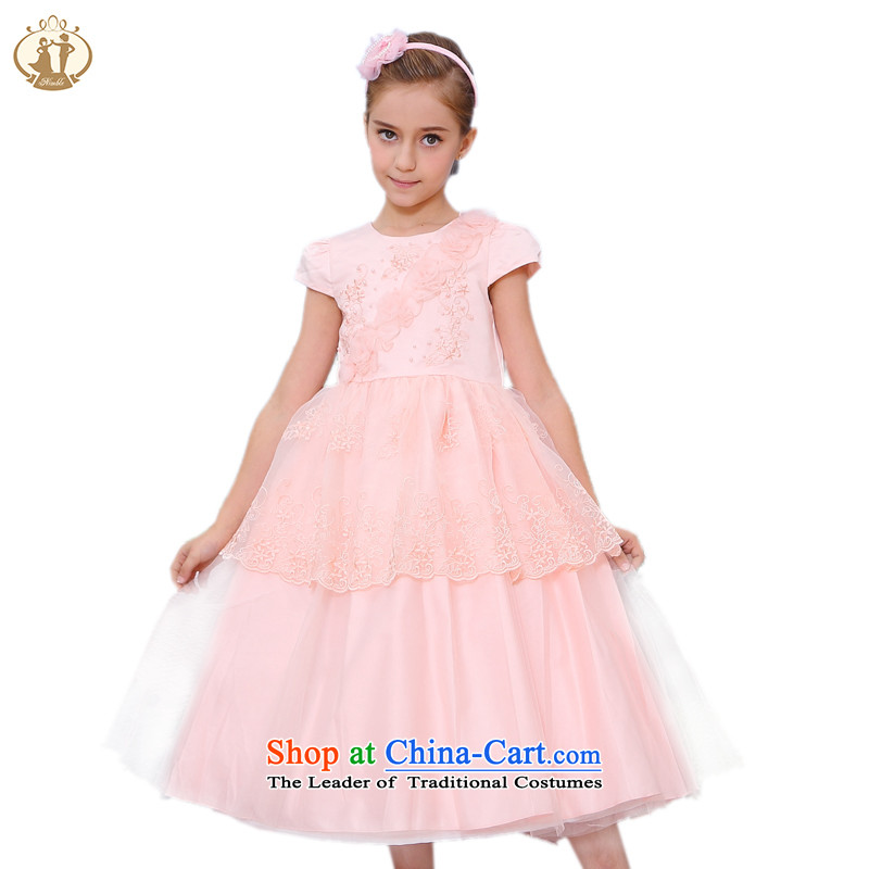 Tien Po children's wear new manually staple 2015 bead lace princess skirt girls wedding dress dress apron skirt toner orange 135cm, Tien Bo (nimble) , , , shopping on the Internet