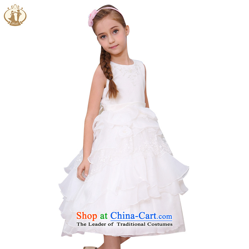 Tien Po children by 2015 new staple Pearl Princess skirts embroidery girls fine lace wedding dress dress skirt rice white 100cm, Tien Bo (nimble) , , , shopping on the Internet