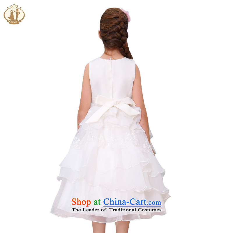 Tien Po children by 2015 new staple Pearl Princess skirts embroidery girls fine lace wedding dress dress skirt rice white 100cm, Tien Bo (nimble) , , , shopping on the Internet