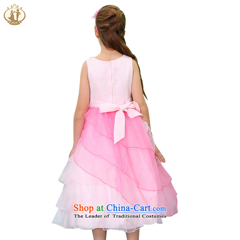 Tien Po children by 2015 new beautifully crafted nail Pearl Princess skirt girls wedding dress dress skirt lace dresses pink 100cm, Tien Bo (nimble) , , , shopping on the Internet