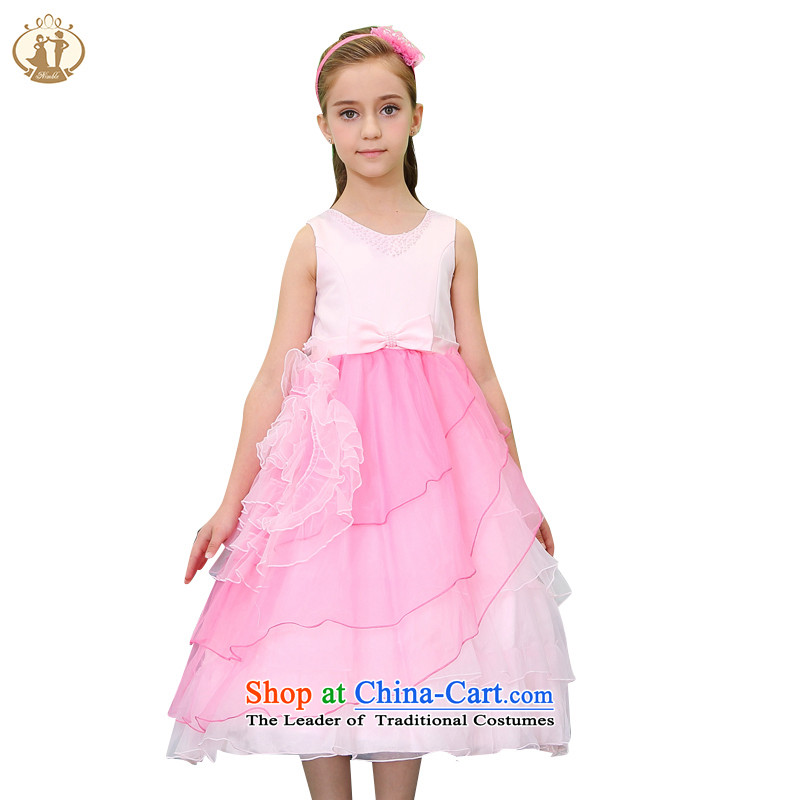 Tien Po children by 2015 new beautifully crafted nail Pearl Princess skirt girls wedding dress dress skirt lace dresses pink 100cm, Tien Bo (nimble) , , , shopping on the Internet