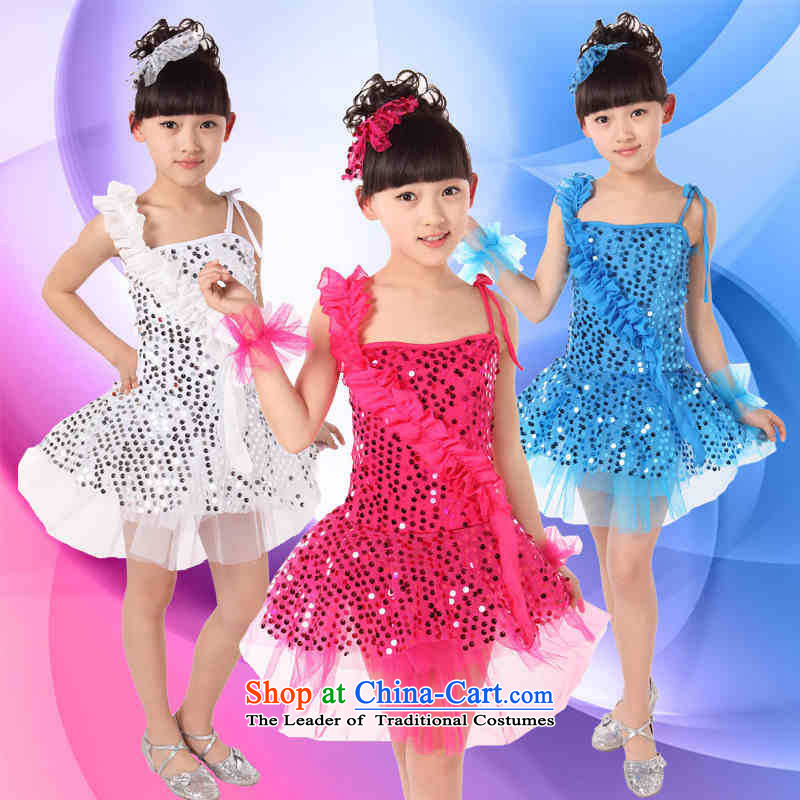 The new 61 children will show services Stage Costume modern Latin dance services on children dance piece dress in accordance with the inter-white 160 child , , , shopping on the Internet