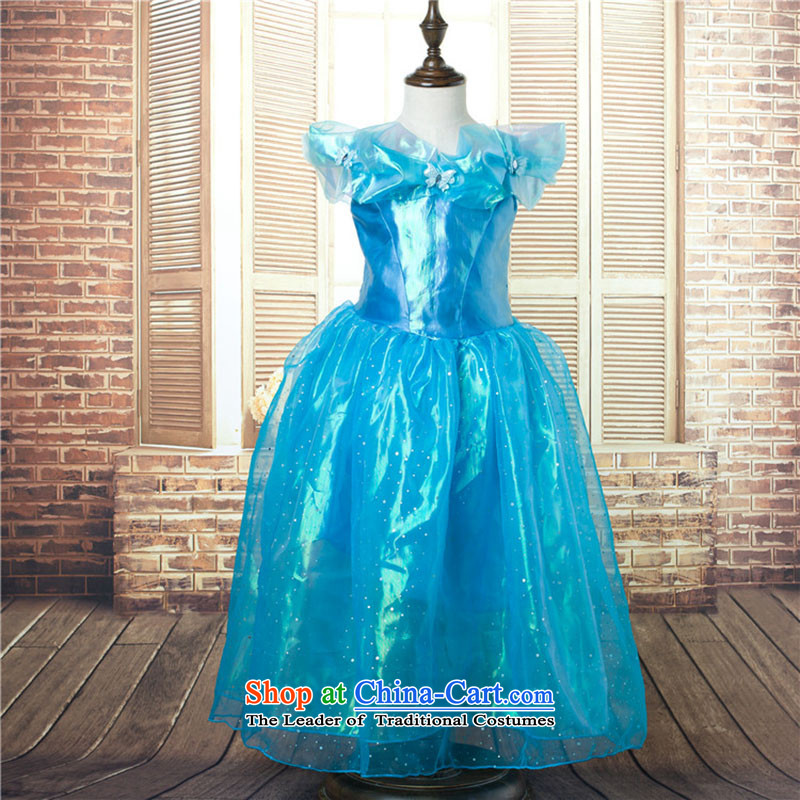In accordance with the purchase of new 2015, hundreds of Cinderella children dress snow and ice princess Qi Yuan skirt short-sleeved bon bon dresses children Christmas costumes and dress skirts blue dress + crown kits 140,future angel,,, shopping on the I