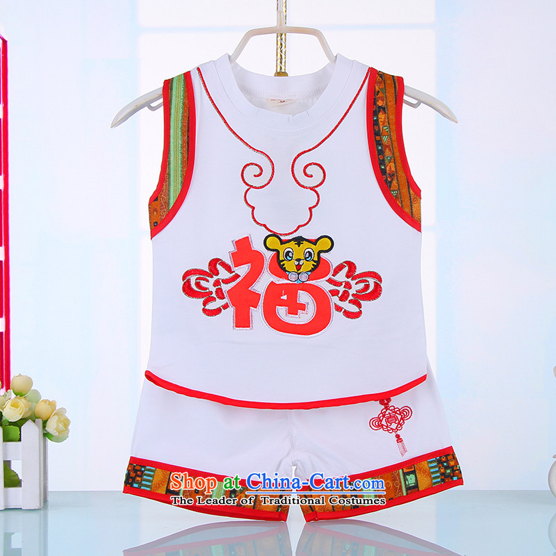 Tang Dynasty Children Summer infant national Tang Dynasty Package your baby boy age two kits short-sleeved gown 4646th white 80 small and Dodo xiaotuduoduo) , , , shopping on the Internet