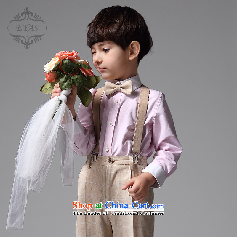 Eyas children back long-sleeved dress suit kit boy Korean Flower Girls clothing under the auspices of the spring and summer wedding performances apricot color grid 4 piece 150,EYAS,,, shopping on the Internet