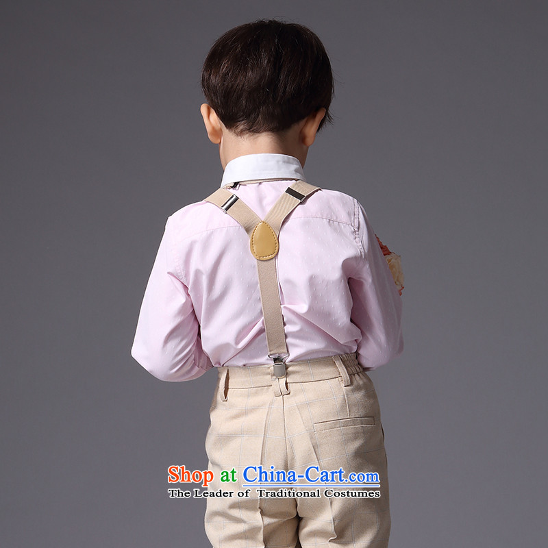 Eyas children back long-sleeved dress suit kit boy Korean Flower Girls clothing under the auspices of the spring and summer wedding performances apricot color grid 4 piece 150,EYAS,,, shopping on the Internet