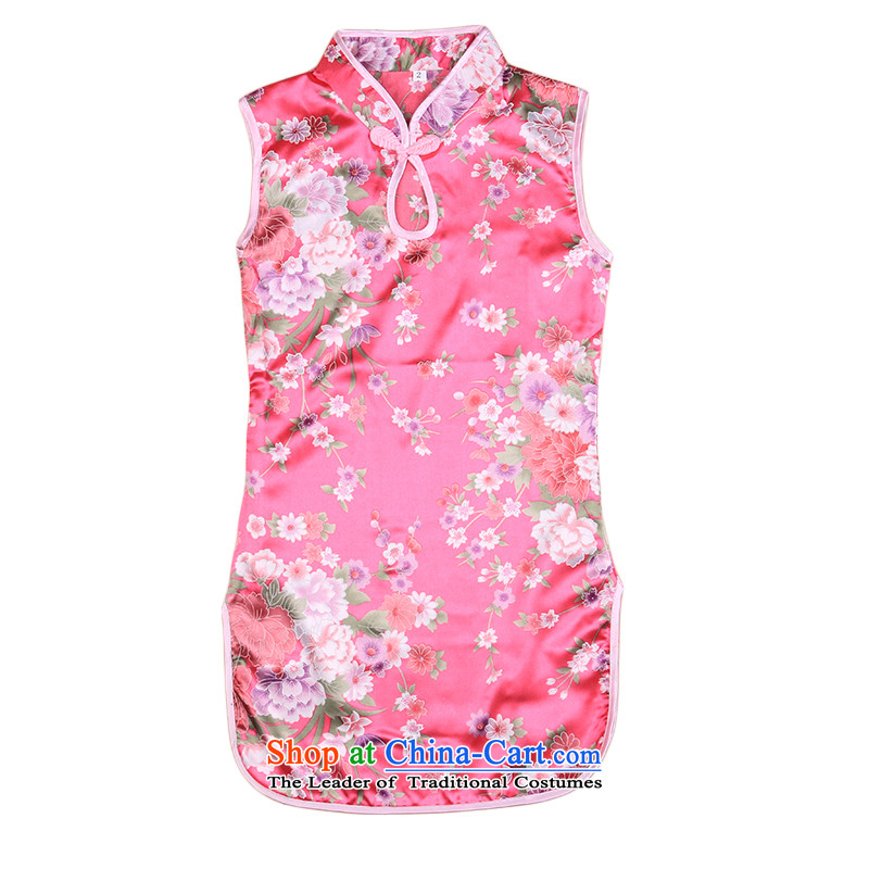 2015 girls children's apparel cheongsam dress qipao Girl Children Summer Tang dynasty summer baby cotton linen rose 110 Bunnies Dodo xiaotuduoduo) , , , shopping on the Internet