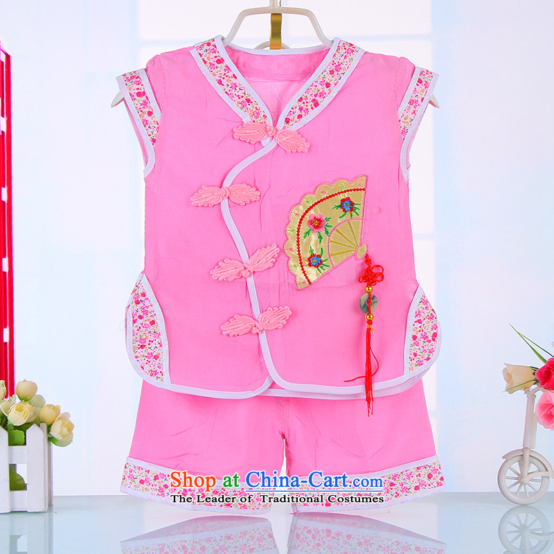 Summer 2015 new girls Tang Dynasty Package your baby clothes summer gown Chinese children aged 1-2-3 in summer 4511 rose red point of rabbit.... 90cm, shopping on the Internet