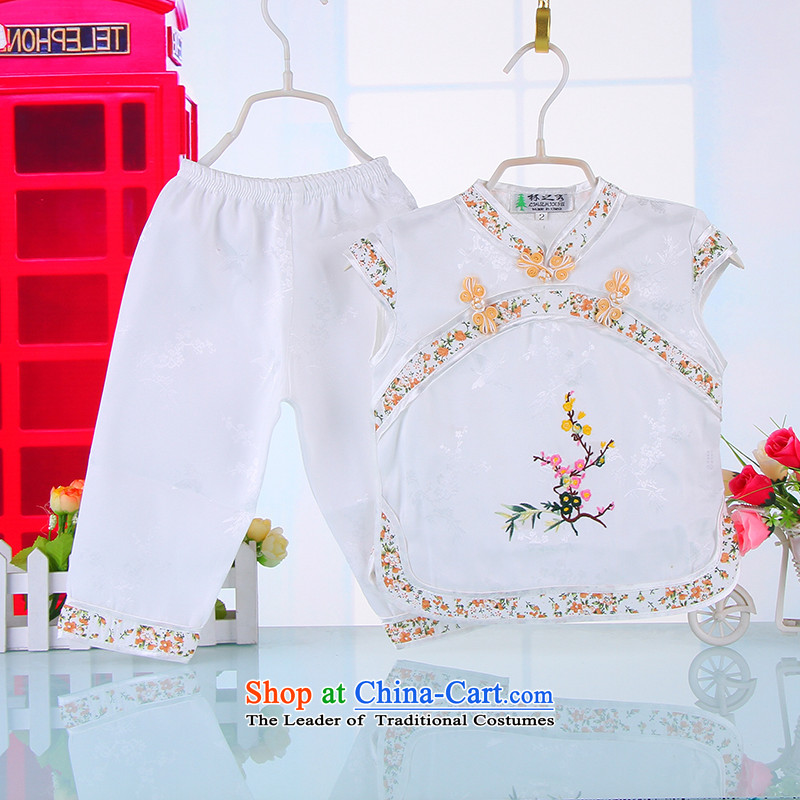 2015 Summer Children qipao pure cotton girls classical saika cheongsam dress your baby Tang dynasty festivals will dress4009 White 100cm