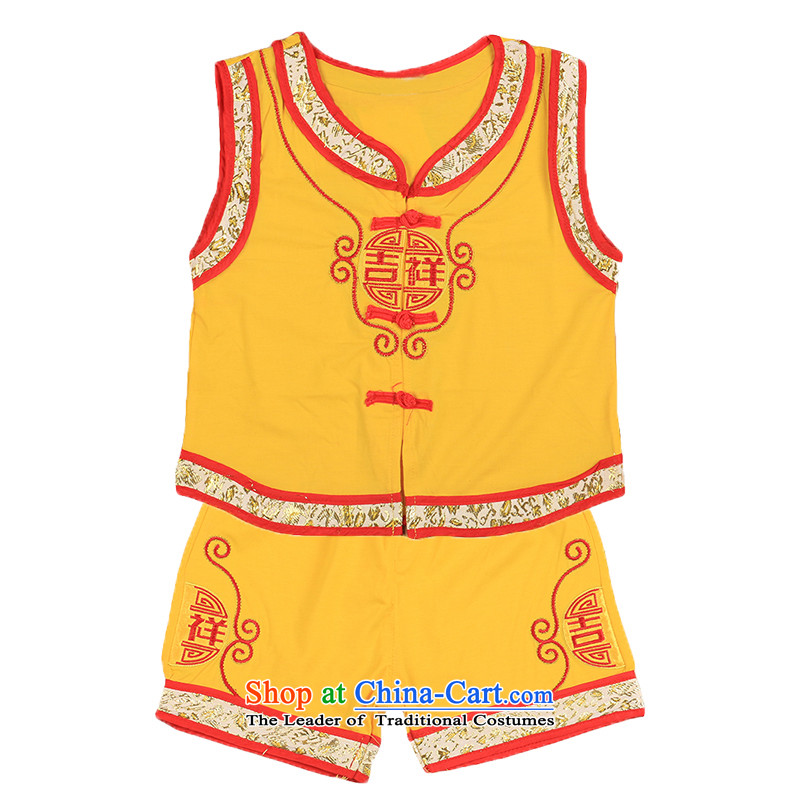 The baby boy Tang dynasty summer vest kit infant silk cotton red clothes of 100 years of age dresses field 4697th yellow 100cm, al point and shopping on the Internet has been pressed.
