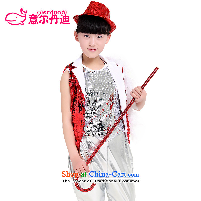 The new boys and girls modern dance jazz dance performances services for children with child model stage show handsome costume services to 160, Black (yierdandi Dundee) , , , shopping on the Internet