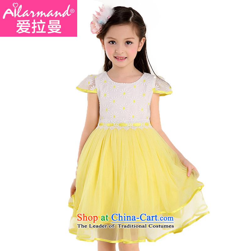 Love Rahman Kidswear 2015 Summer new girls dresses princess skirt Korean children performances skirts dress yellow 160
