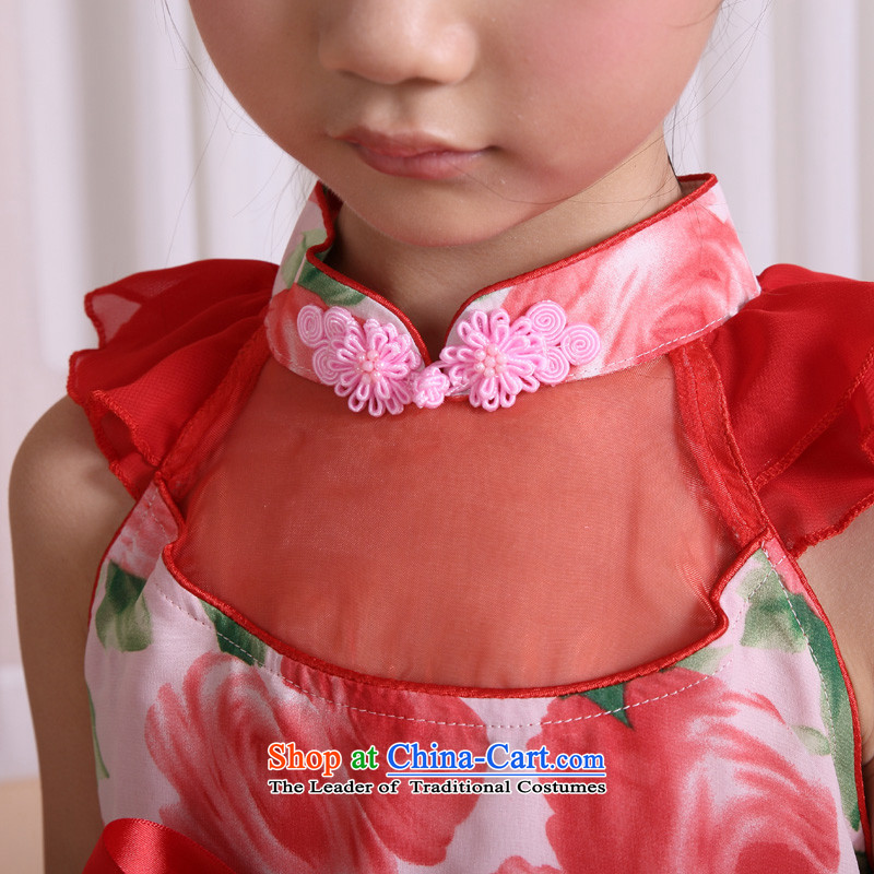 Goodwill Visit to the Netherlands Children Tang dynasty princess girls cheongsam dress guzheng show the gift of spring and summer clothing autumn New China wind national red baby chiffon dresses gifts , dream 120-130cm13 red shirt.... goodwill shopping on