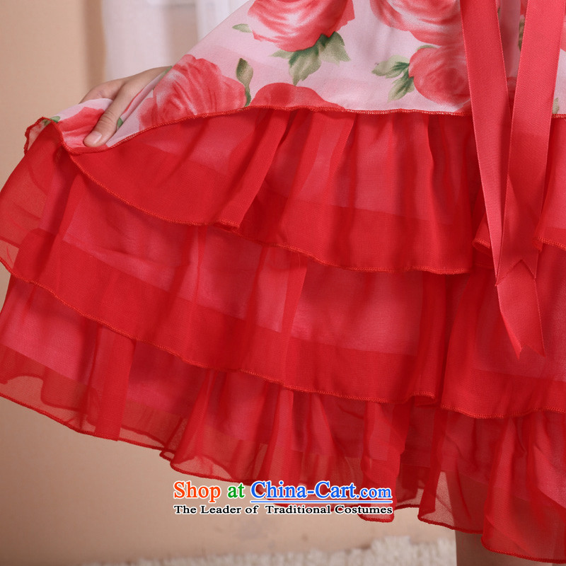 Goodwill Visit to the Netherlands Children Tang dynasty princess girls cheongsam dress guzheng show the gift of spring and summer clothing autumn New China wind national red baby chiffon dresses gifts , dream 120-130cm13 red shirt.... goodwill shopping on