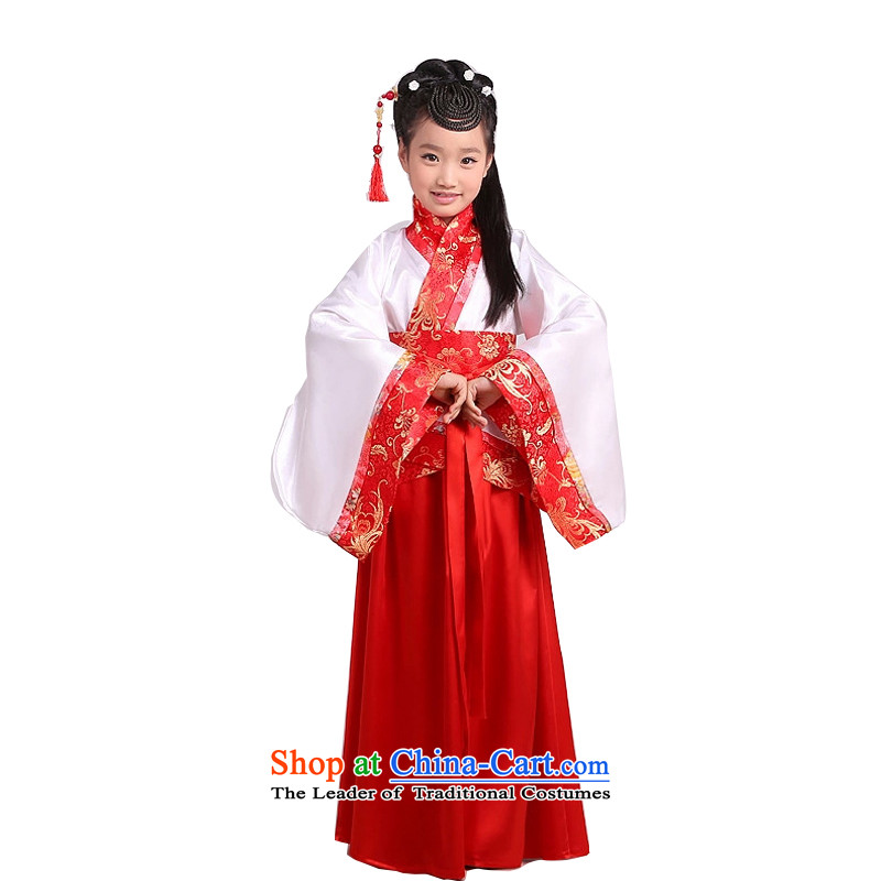 Korean children tending sheep shirt spring and summer 2015 New Product Model of etiquette children costume Han-Tang dynasty ancient scholar, services for 105-115cm_ HY-0334-1 Red 110