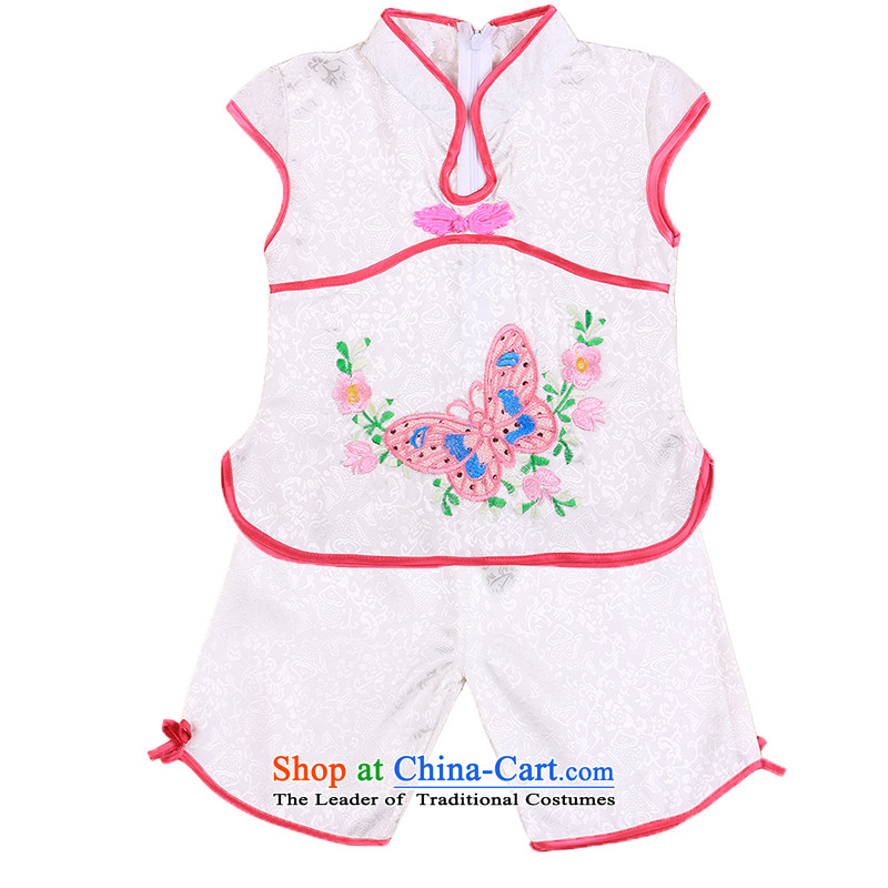The new Child Tang dynasty female babies summer age sleeveless + shorts pure cotton dress small children's wear birthday pink 110cm, 4809 and point of shopping on the Internet has been pressed.