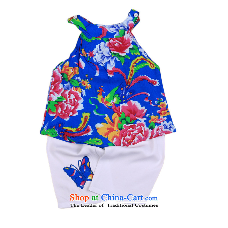 The new Child Tang dynasty female babies summer age sleeveless + shorts pure cotton dress small children's wear 4678 birthday 110cm, red point and has been pressed, online shopping