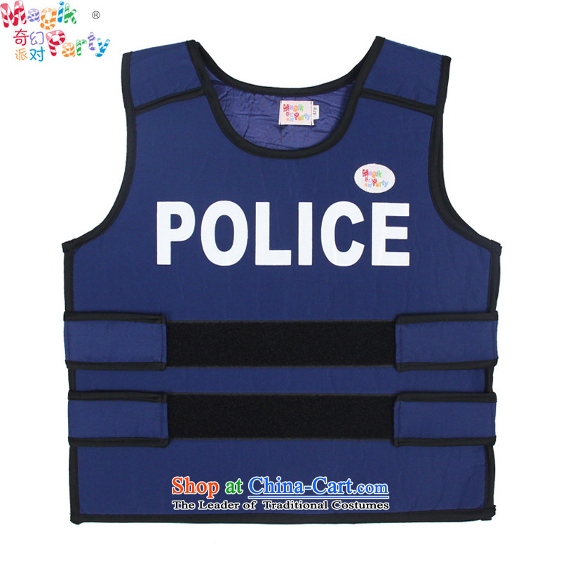 Fantasy to celebrate Children's Day to send the boy son birthday gift costumes Dress Photography parent-child services children police uniform police vest police vest (the hat to props) code (elastic band height adjust 100-140cm, fantasy party (magikparty