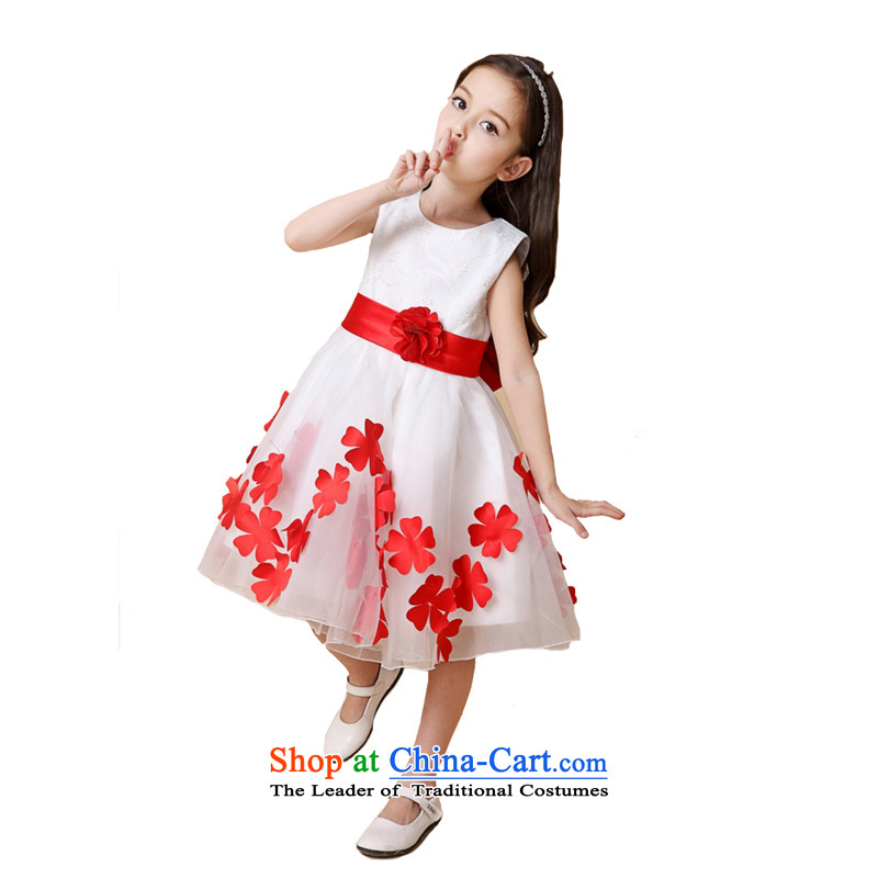 Adjustable waist bag package children red dress girls princess skirt Flower Girls dress bon bon skirt Fashion white 140cm, under the auspices of the performance tuning package has been pressed leather shopping on the Internet