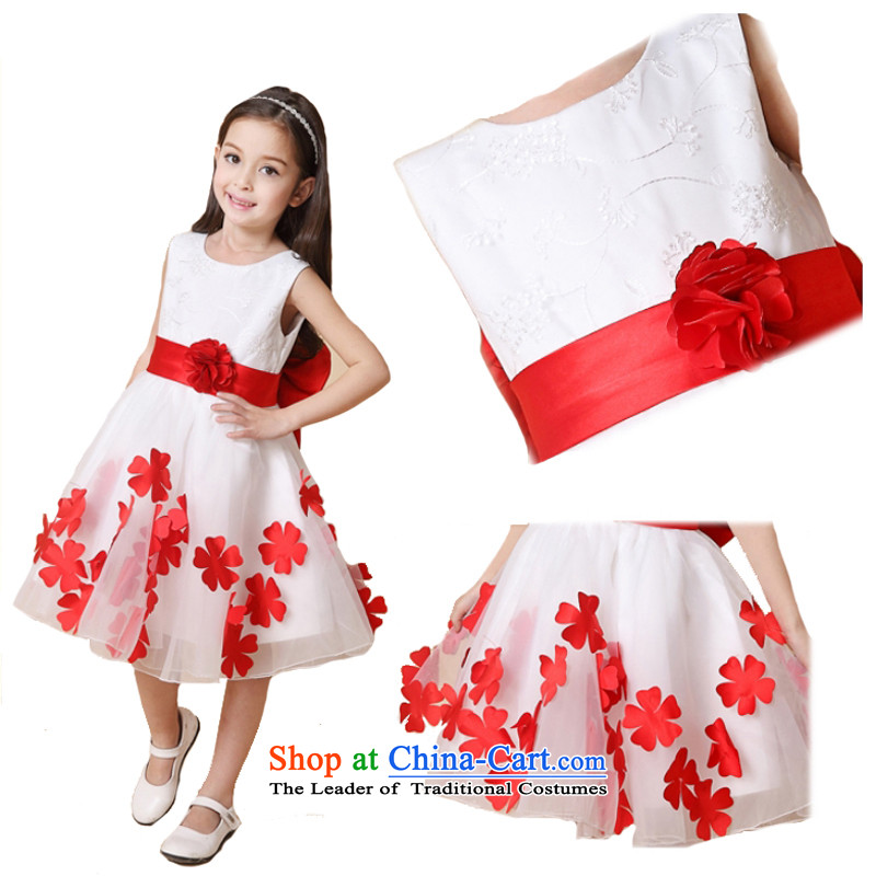 Adjustable waist bag package children red dress girls princess skirt Flower Girls dress bon bon skirt Fashion white 140cm, under the auspices of the performance tuning package has been pressed leather shopping on the Internet