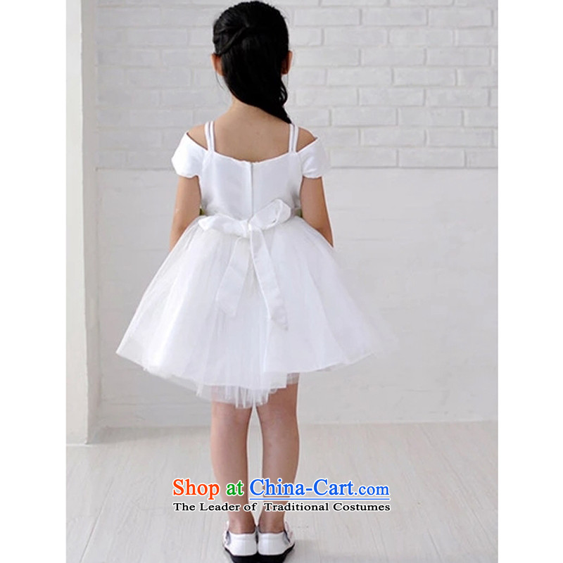 Adjustable leather case package children dress skirt princess skirt bon bon skirt wedding flower girls skirt the spring and autumn of the girl child and of children's wear small wedding Show Services White 140cm 10 yards, leather case package has been pre