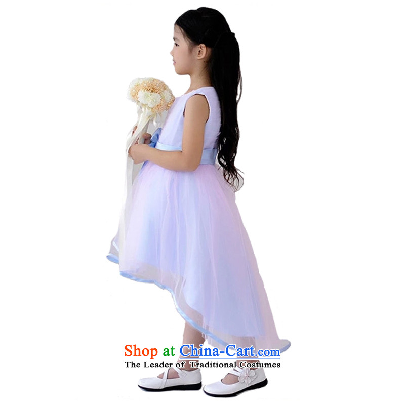 Adjustable leather case package children princess skirt girls dress skirt wedding dress long drag Flower Girls 150cm, blue leather and service package has been pressed shopping on the Internet