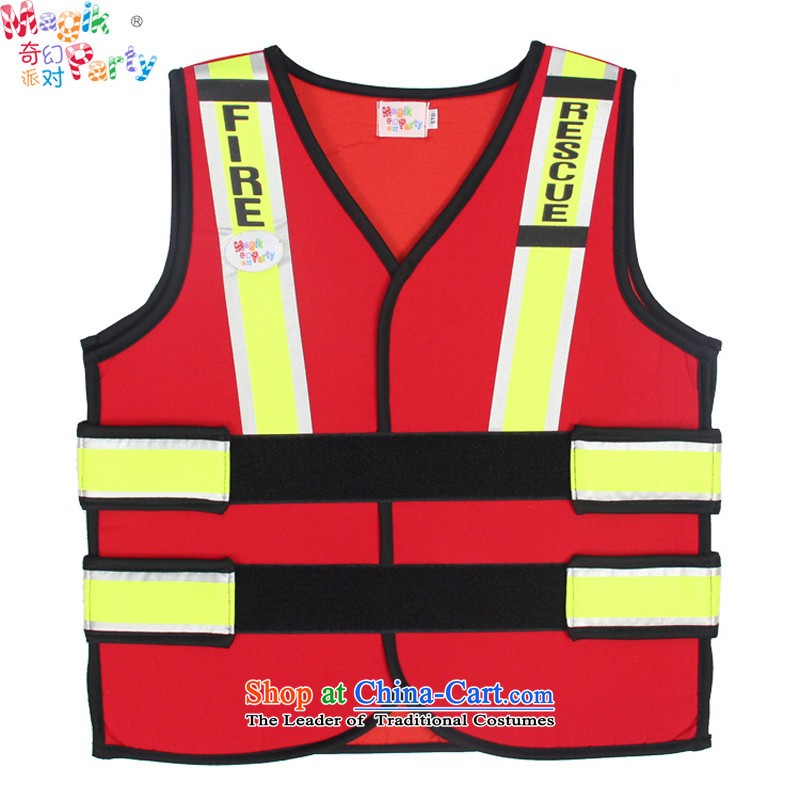 Fantasy to celebrate Children's Day to send the boy son birthday gift costumes Dress Photography parent-child services children firemen dress vest firemen (with a hat - props) code (left and right) Height around 100-140 fantasy party (magikparty) , , , sh