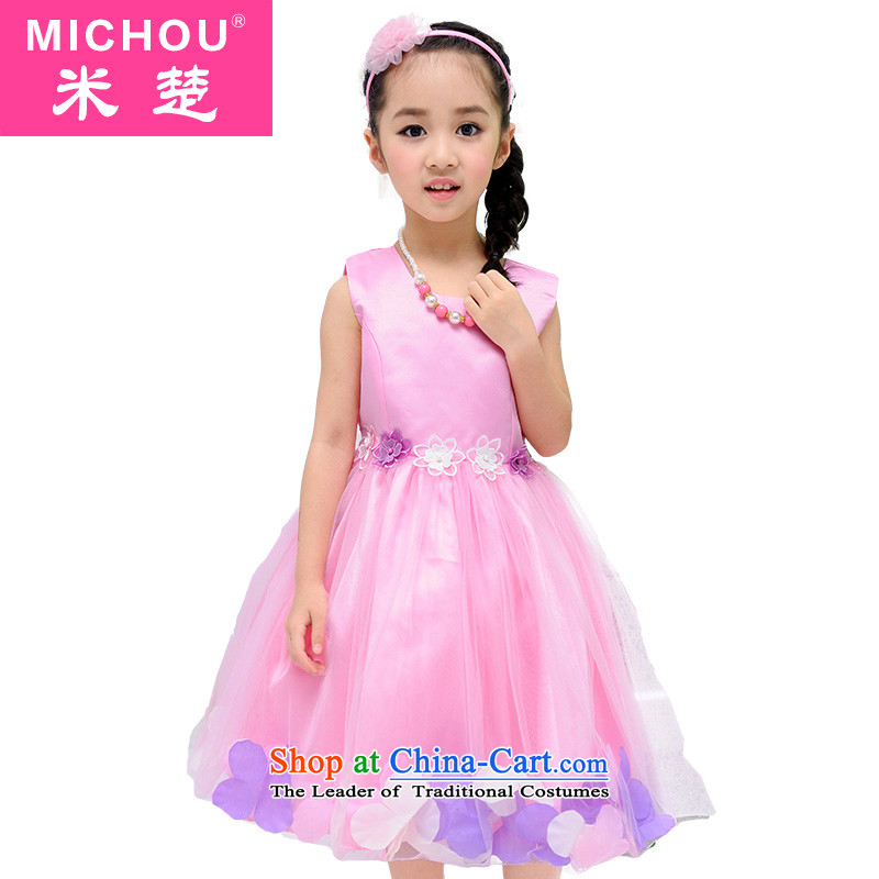 M Chor Children Summer 2015 new girls princess skirt dresses Korean Children Dance skirts skirt pink flower petals130