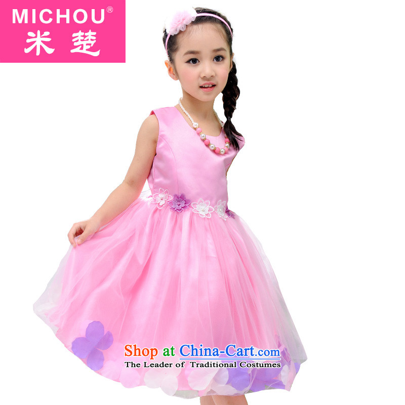 M Chor Children Summer 2015 new girls princess skirt dresses Korean Children Dance skirts skirt pink flower petals 120-130 meters Chor (MICHOU) , , , shopping on the Internet