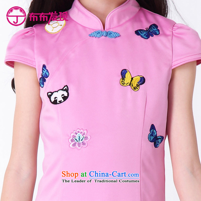 The Burkina found new children's wear children 2015 Summer of qipao girls Tang dynasty China wind CUHK child cheongsam dress pink 160 bu-bu discovery (JOY DISCOVERY shopping on the Internet has been pressed.)