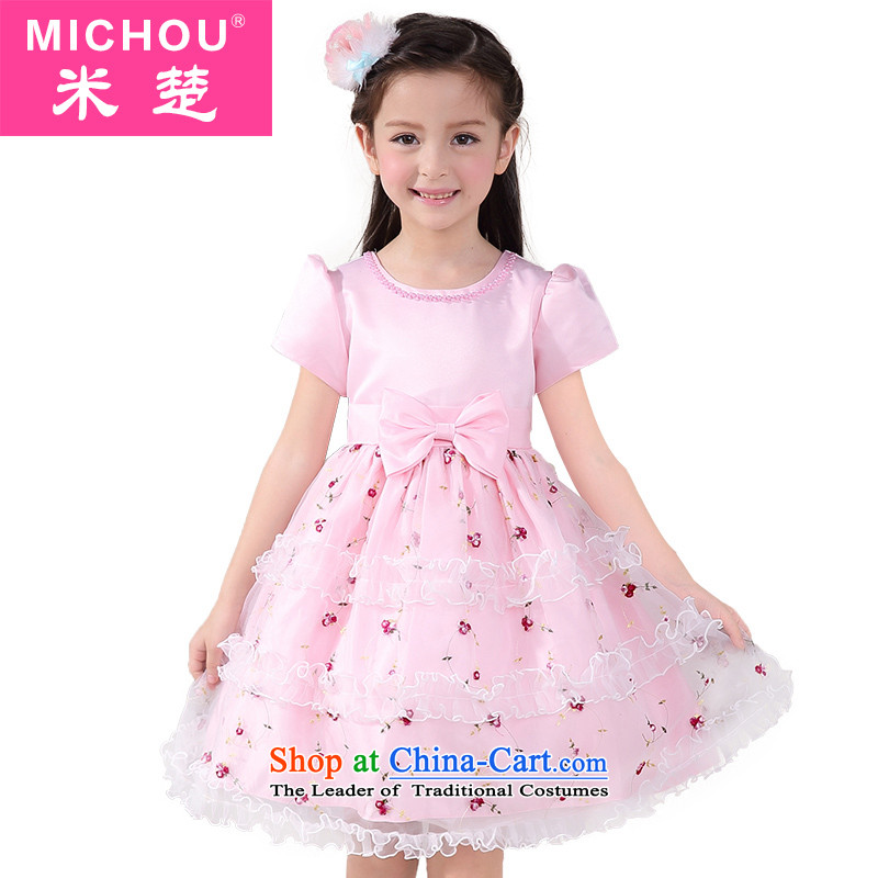 Children's wear skirts of Chor M 2015 Summer new girls Korean fashion children saika dresses princess skirt show services Pink 160 m (KSA MICHOU shopping on the Internet has been pressed.)