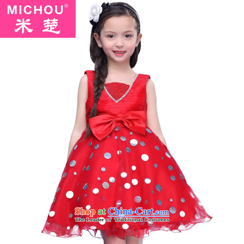 M Chor Children Summer 2015 new girls dresses red dress CUHK child princess children Korean skirt 140