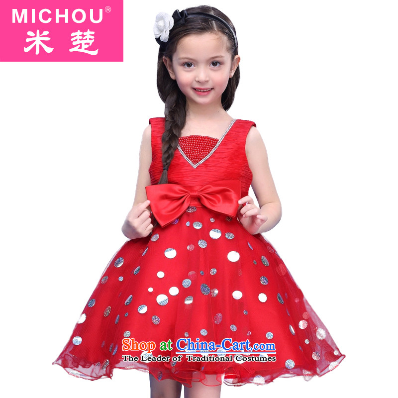 M Chor Children Summer 2015 new girls dresses red dress CUHK child princess children Korean version 140 meters skirt Chor (MICHOU) , , , shopping on the Internet