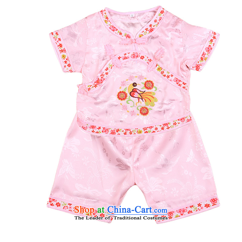 The new girls summer?shorts, short-sleeved T-shirt Tang Dynasty Package your baby infant garment 0-3 years of children's wear pink 4665?100