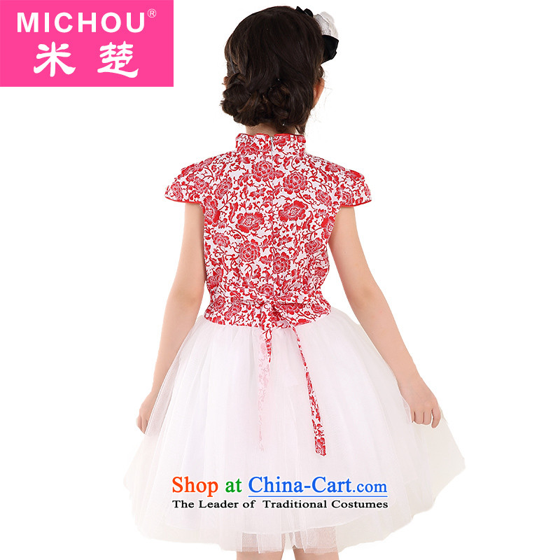 M Chor girls dresses 2015 Summer New Tang dynasty princess skirt the little girl cheongsam Show Services Red 160 m (KSA MICHOU shopping on the Internet has been pressed.)