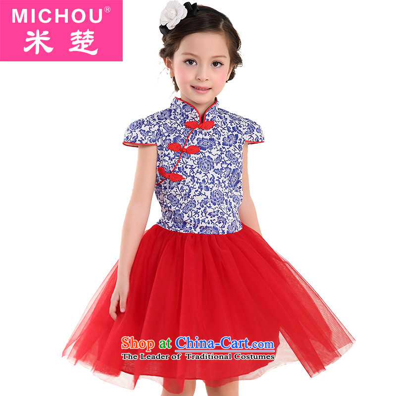 M Chor girls dresses 2015 Summer New Tang dynasty princess skirt the little girl cheongsam Show Services Red 160 m (KSA MICHOU shopping on the Internet has been pressed.)