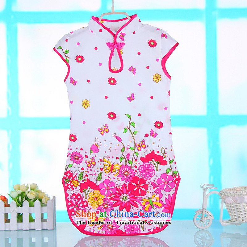 The girl child cotton linen ink butterfly cheongsam dress Clothes Summer 2015 Children baby national qipao 4682 porcelain blue 140 Bunnies Dodo XIAOTUDUODUO) , , , shopping on the Internet