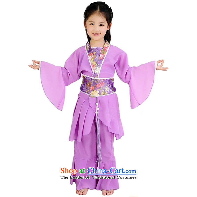 Adjustable leather case package children costume Han-fairies services ancient performance services to leather case package 160cm, Purple Shopping on the Internet has been pressed.