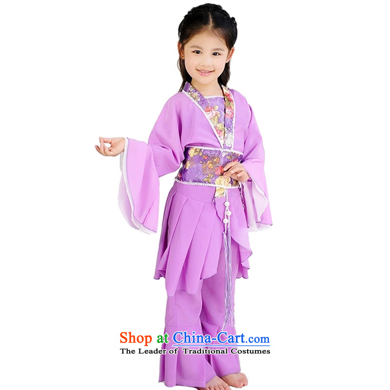 Adjustable leather case package children costume Han-fairies services ancient performance services to leather case package 160cm, Purple Shopping on the Internet has been pressed.