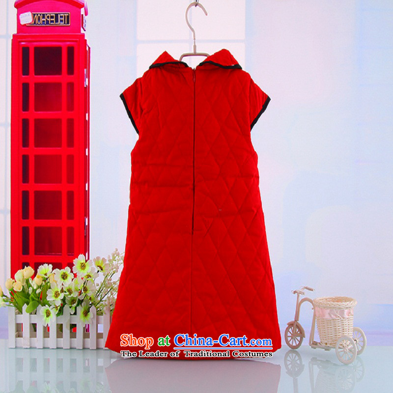 The point of autumn and winter, in gross margin for children qipao folder cotton warm girls Tang Gown damask saika cotton red 110, a point qipao and shopping on the Internet has been pressed.