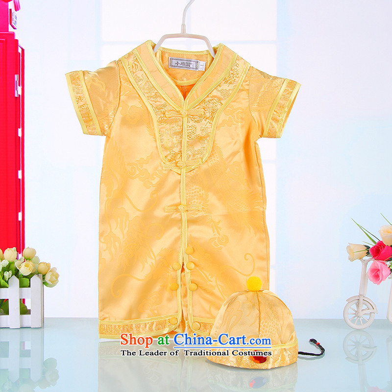 Tang Dynasty boy children summer-yi girls under the age of your baby dress soft satin infant summer clothing to climb to the 1-year-old? 4012??73CM yellow