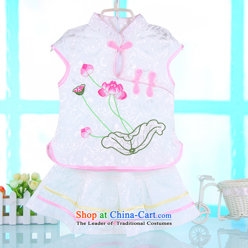 The point of the girl child and Tang dynasty summer short-sleeved dress kit children improved qipao baby princess skirt dance wearing a pink 100 child care of point and shopping on the Internet has been pressed.