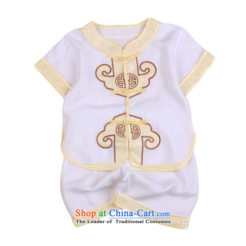 2015 new baby boy who Tang Dynasty Tang dynasty baby gifts for summer children of ethnic Chinese clothing Kit White 110